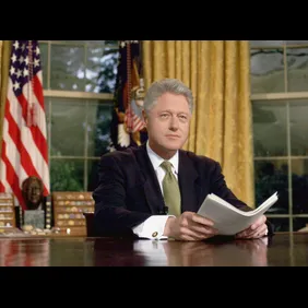 US President Bill Clinton poses for photographs af