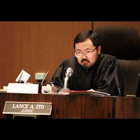 Judge Lance Ito looks at prosecutor Christopher Da