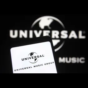 In this photo illustration, Universal Music Group (UMG) logo
