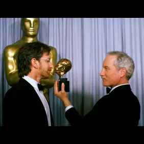 Steven Spielberg and Richard Dreyfuss at Academy Awards Show 1987