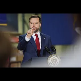 U.S. Vice President JD Vance speaks at a manufacturing facility in Auburn Hills, Mich, Wednesday, March 18, 2026.