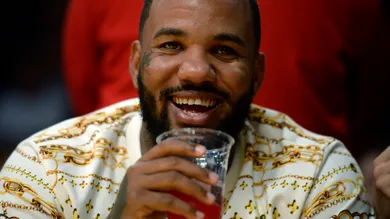 Rapper The Game Attends Portland Trail Blazers v Los Angeles Lakers Pre-season Basketball Game