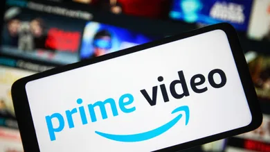 In this photo illustration, an Amazon Prime Video logo is