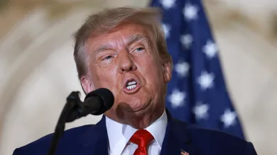 Former President Donald Trump Holds A Press Conference At Mar-a-Lago After Being Arraigned In New York