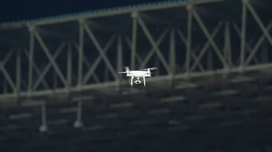10/07/18 CHAMPIONS LEAGUE FIRST ROUND QUALIFIER.FC ALASHKERT v CELTIC (0-3).YEREVAN - ARMENIA.A drone flies above the pitch at full time