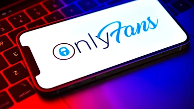 In this photo illustration, an OnlyFans logo seen displayed
