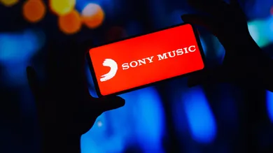 In this photo illustration, the Sony Music Group logo is