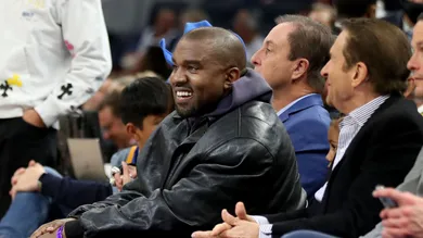 Kanye West and son watch game with Golden State Warriors co-owners