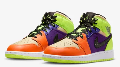 Air-Jordan-1-Mid-Kids-Volt:Vivid-Orange-Dropping-Soon