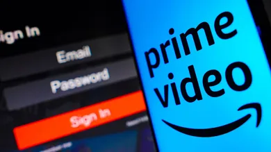 In this photo illustration, the Amazon Prime Video logo is