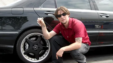 Brandon Holley of Ellegirl Races Bam Magera of Viva La Bam