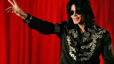 US popstar Michael Jackson addresses a p