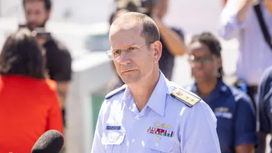 U.S. Coast Guard Briefs The Media On Search Efforts For The Missing Submarine Near Titanic