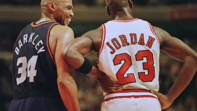 Phoenix Suns forward Charles Barkley (34) laughs a