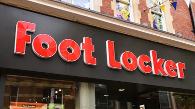 Foot Locker store sign on building exterior, store frontage