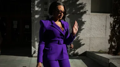 Megan Thee Stallion whose legal name is Megan Pete arrives at court to testify in the  trial of Rapper Tory Lanez for allegedly shooting her