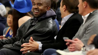 Kanye West and son watch game with Golden State Warriors co-owners