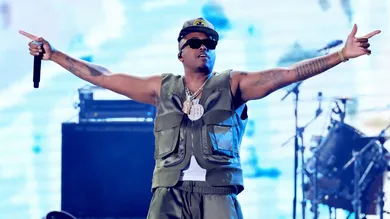 Nas performs onstage during Hip Hop 50 Live at Yankee Stadium
