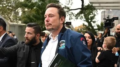 Elon Musk leaves at the Turkish House