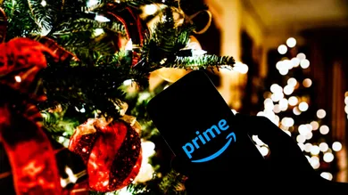 In this photo illustration the Amazon Prime logo seen