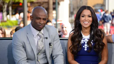 Deion Sanders And Leah Remini At "Extra"