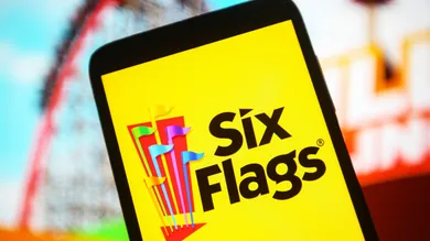 In this photo illustration the Six Flags Entertainment