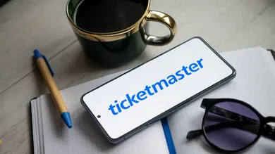 In this photo illustration a Ticketmaster logo seen