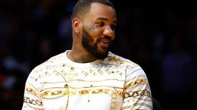 Rapper The Game Attends Portland Trail Blazers v Los Angeles Lakers Pre-season Basketball Game