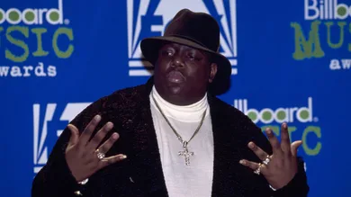 Notorious B.I.G. AKA Biggie Smalls Receives Billboard Music Award.