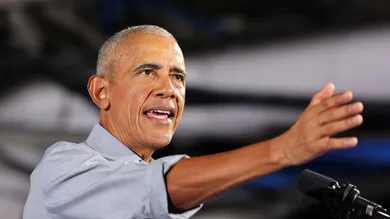 Barack Obama Campaigns For Kamala Harris In Nevada On State's First Day Of Early Voting