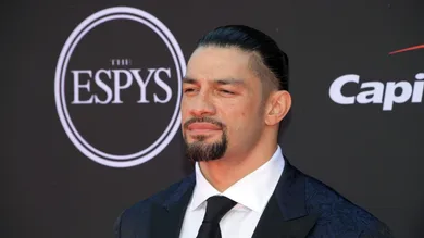 Jul 10, 2019; Los Angeles, CA, USA; WWE personality Roman Reigns arrives on the red carpet at Microsoft Theatre. Mandatory