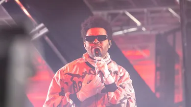 The Weeknd performs with Metro Boomin at the Sahara tent during the Coachella Valley Music and Arts Festival at the Empire Polo