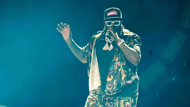 T-Pain performs onstage ahead of Pitbull at Talking Stick Resort Amphitheatre in Phoenix on Oct. 4, 2024.