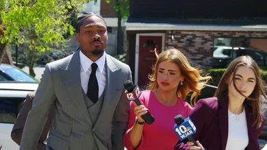 Former New England Patriots wide receiver Stefon Diggs returns to Dedham District Court after lunch break on Tuesday, May 5,