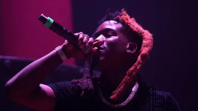 HotBoii performs during the Moneybagg Yo "A Gangsta's Pain" Birthday Edition concert at the Cannon Center for the Performing
