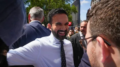 Zohran Mamdani works the crowd at the 2025 NYC Pride March on June 29 in New York City.