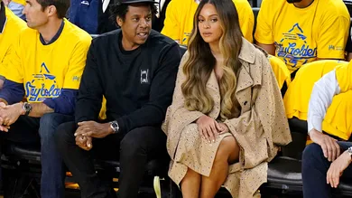 Jun 5, 2019; Oakland, CA, USA; Recording artist Beyonce and Jay-Z during the second quarter in game three of the 2019 NBA Finals