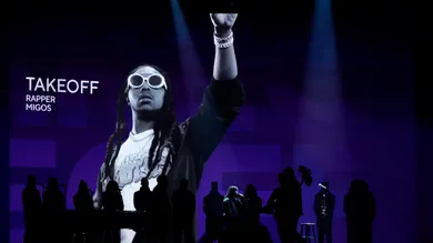 Feb 5, 2023; Los Angeles, CA, USA; Quavo & Maverick City Music perform Without You as a tribute to Takeoff during the