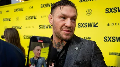 March 8, 2024; Austin TX; Conor McGregor speaks to press on the red carpet before the premiere of Roadhouse at the Paramount