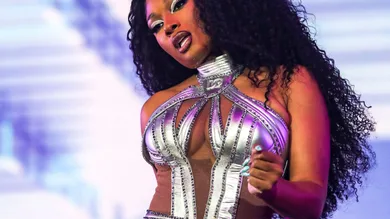 Megan Thee Stallion performs on the main stage at the Coachella Valley Music and Arts Festival in Indio, Calif., Saturday, April