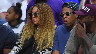 Apr 30, 2017; Los Angeles, CA, USA; American recording artist Beyonce and Jay Z attend game seven of the first round of the 2017