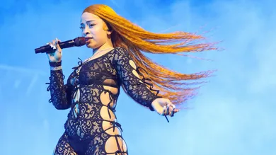 Ice Spice performs in the Mojave tent at the Coachella Valley Music and Arts Festival in Indio, Calif., April 13, 2024.