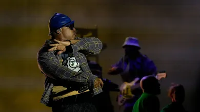Hip-hop icon LL Cool J commands the stage during the final night of the Cincinnati Music Festival at Paycor Stadium on Saturday,
