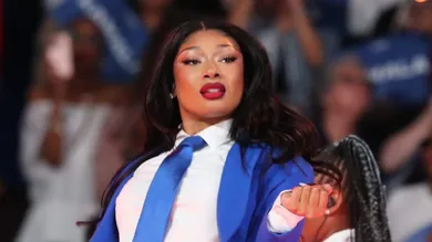 Tuesday, July 30, 2024; Atlanta, Ga; Grammy winner Megan Thee Stallion performs during a presidential campaign rally for Vice