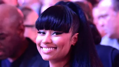 February 15, 2015; New York, NY, USA; Recording artist Nicki Minaj during the second half of the 2015 NBA All-Star Game at