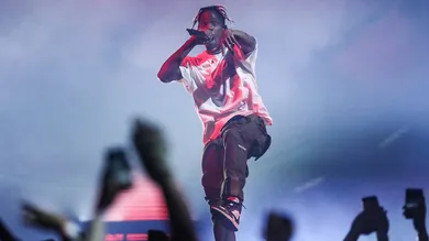 Travis Scott performs on his Astroworld Tour at Banker's Life Fieldhouse in Indianapolis on Wednesday, Feb. 20, 2018.Travis