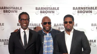 May 4, 2018; Louisville, KY, USA; Boyz II Men pose for a photo on the Barnstable Brown Derby Eve Gala red carpet.  Mandatory