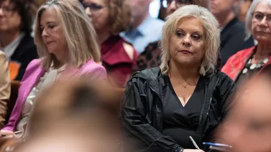 Jan 31, 2023; Walterboro, SC, USA; Television journalist Nancy Grace listens to Alex Murdaugh   s trial for murder at the