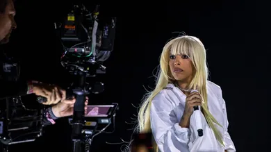 Doja Cat performs her headlining set on the Coachella Stage during the Coachella Valley Music and Arts Festival in Indio,