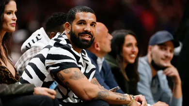 Jan 14, 2022; Miami, Florida, USA; Canadian rapper Drake attends the game between the Miami Heat and the Atlanta Hawks at FTX